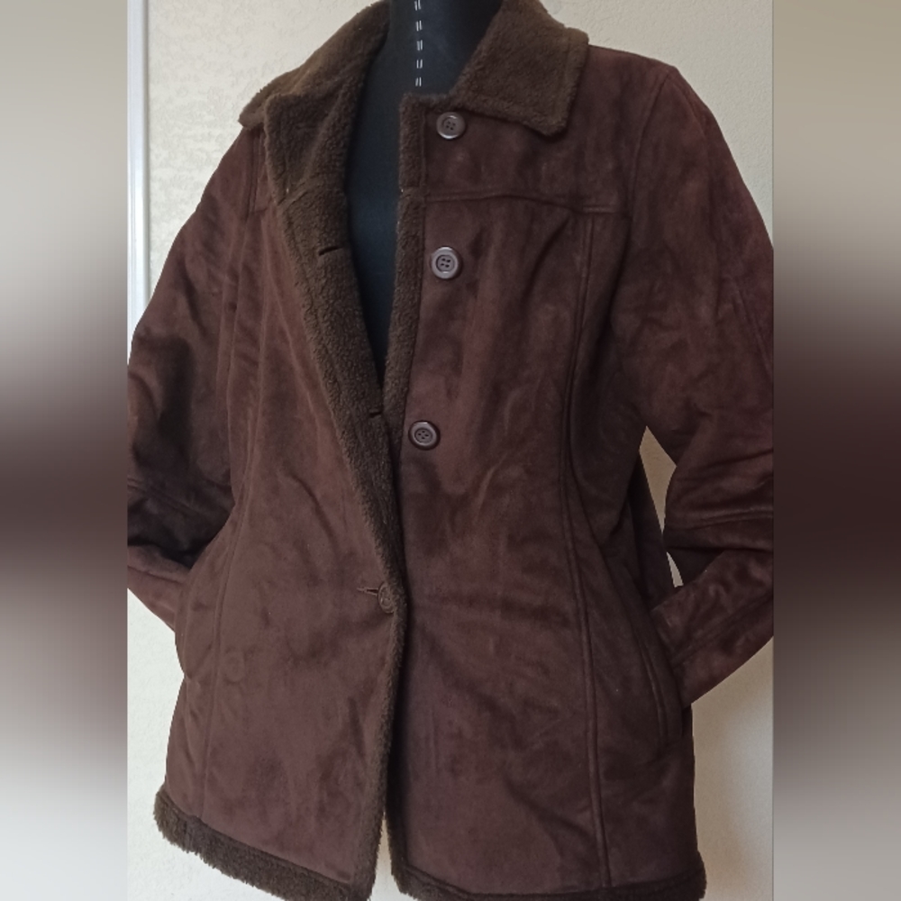 FAUX SUEDE TEDDY LINED WOMEN JACKET SIZE M